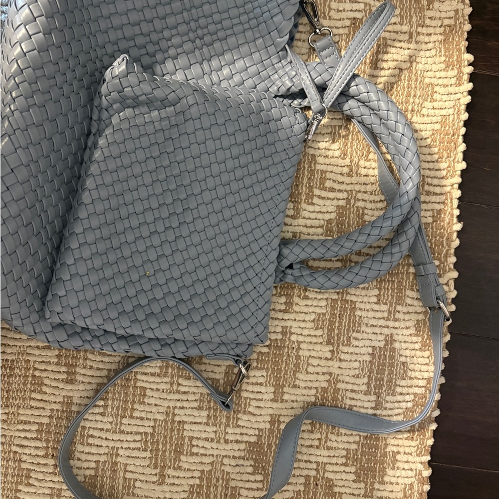 Rachel Zoe Light Blue Woven Shoulder Bag